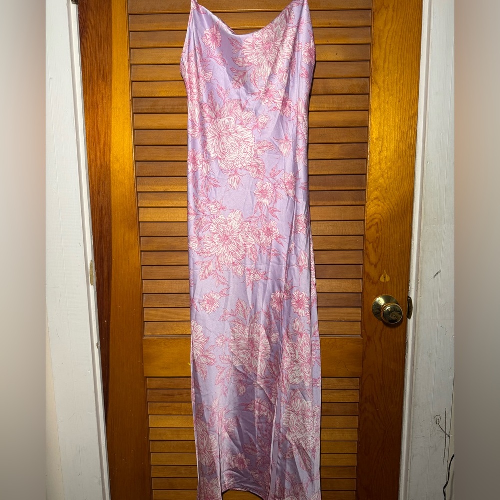 Pink and Lilac Flower Pattern Dress.